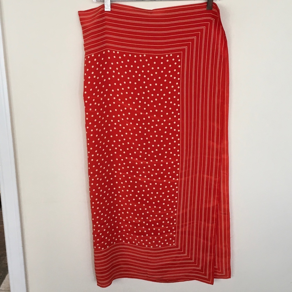 Red Polka Dot & Stripe Maxi Skirt